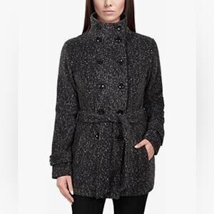 IKE BEHAR Black Tweed Coat Sz M